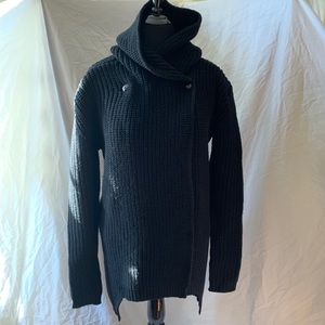RICK OWENS Chunky Knit Wool Cardigan Hood Sweater